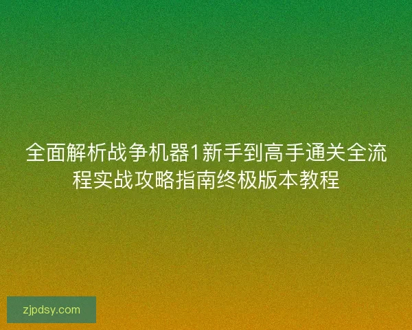 全面解析战争机器1新手到高手通关全流程实战攻略指南终极版本教程